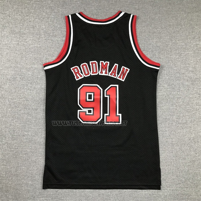 Camiseta Dennis Rodman NO 91 Nino Chicago Bulls Mitchell & Ness 1997-98 Negro